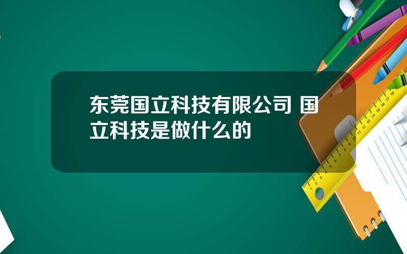 东莞国立科技有限公司 国立科技是做什么的